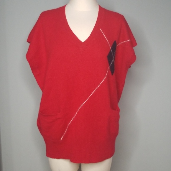 Chaus Sweaters - Vtg Chaus Wool/Angora Red Vest size 44